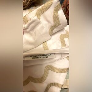 Threadmill Embroidered Throw Pillow Covers White and Beige Mosaic Design 18 x 18